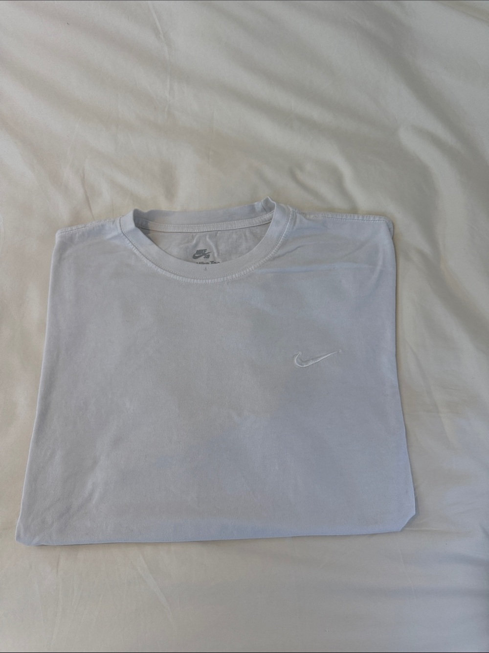 Nike Men’s White Embroidered Swoosh Crew Tee